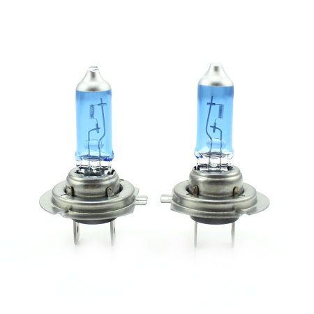 Set 2 Becuri Auto Halogen H7 Long Life, Intensitate +100%, Efect Alb Xenon, 12V, 55W, Sticla Quartz, Durata de Viata Extinsa [1]