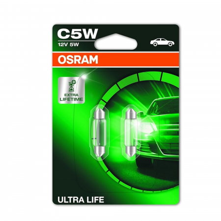 Electrica si Electronice Auto - Set 2 Becuri 12V C5W Osram, Ultra Life Blister