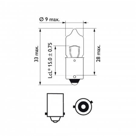 Set 2 Becuri 12V H6W BAX9S (Blister) Vision Philips [2]