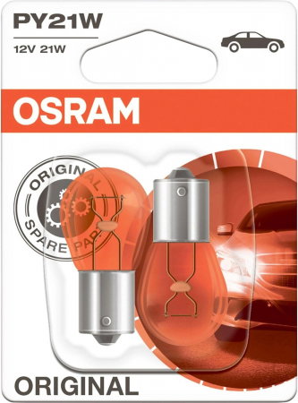 Auxiliare Halogen - Set 2 bec PY21W Osram Original Blister pentru semnalizare