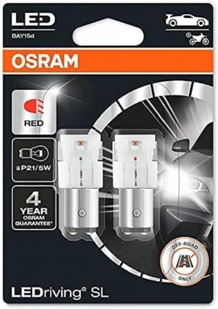 Auxiliare LED - Set 2 LED P21/5W 12V Osram Red Blister