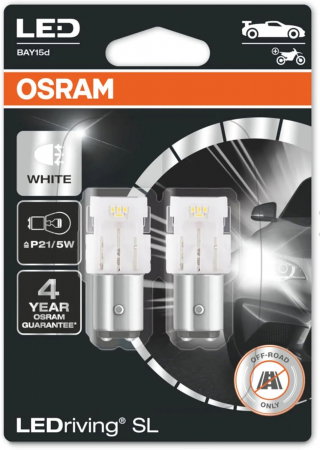 Set 2 becuri auxiliare LED P21/5W 12V Osram White Blister 6000K