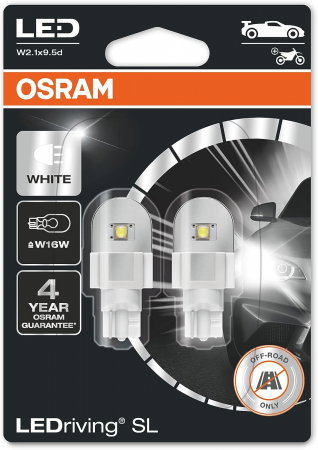 Auxiliare LED - Set 2 becuri LED Osram LEDriving SL W16W White 6000K 12V