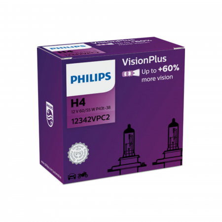 Electrica si Electronice Auto - Set 2 Becuri Far H4 60/55W 12V Vision Plus (Cutie) Philips