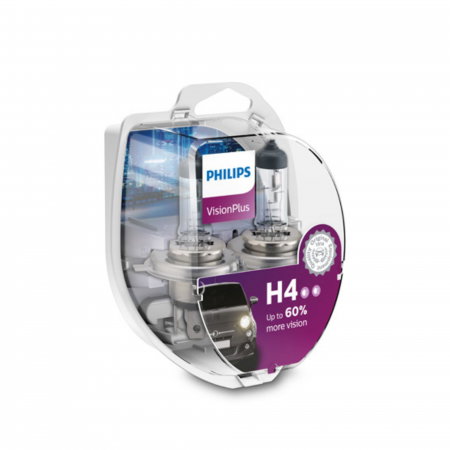 Electrica si Electronice Auto - Set 2 Becuri Far H4 P43T 60/55W 12V Vision Plus Philips