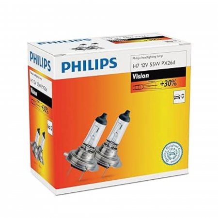 Electrica si Electronice Auto - Set 2 Becuri Far H7 55W 12V Vision Philips