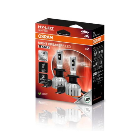 LED Omologat RAR - Set 2 LED-uri H7 OSRAM NIGHT BREAKER LED START - Street Legal, Omologare RAR, +230% Lumină (6000K)