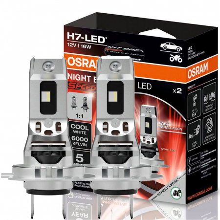 Set 2 Becuri LED H7 OSRAM Night Breaker LED SPEED – Street Legal, 6000K, Design 1:1, Montaj Rapid [1]
