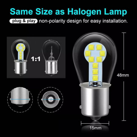 Set 2 LED P21/5W 18 SMD technology pentru semnalizare alb pur [2]