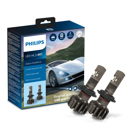 LED - Set 2 LED-uri H7 PHILIPS Ultinon Pro9100 HL - +350% Lumină, 5800K, 5000 Ore