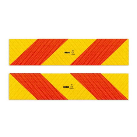 Branduri - Set 2 plăcuțe reflectorizante Hico galben/roșu fluorescent  565x132 mm aluminiu