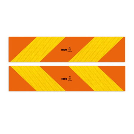 Branduri - Set 2 plăcuțe reflectorizante Hico galben/roșu fluorescent  565x132 mm aluminiu