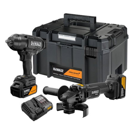 Pistol impact (Scule electrice) - Set 2 unelte DEWALTr x McLaren F1 Team 18V XRr Editie Speciala: cheie de impact cu cuplu mare si polizor unghiular - 2 x acumulator 5Ah