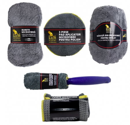 Set auto Kraftmann pentru curatenie cu 9 piese din microfibra [1]