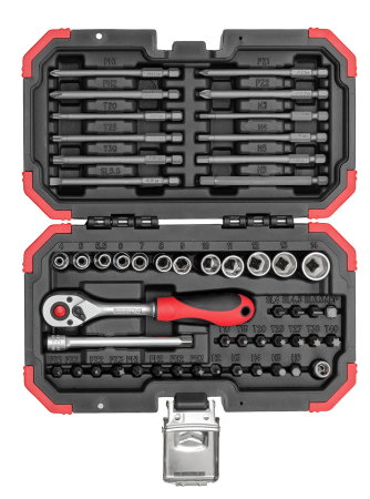 Truse scule si seturi (Scule si echipamente service) - Set biti 1/4 cu clichet reversibil 51 piese,
