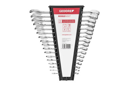 Set chei combinate (Chei fixe, inelare si combinate) - Set chei combinate 6 - 22 mm, metric, 17 piese,