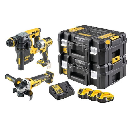 Masini de gaurit si insurubat cu percutie pe acumulator (Scule electrice) - Set cu 3 Masini XR 18 V cu Motor Fara Perii - 3 X 5Ah