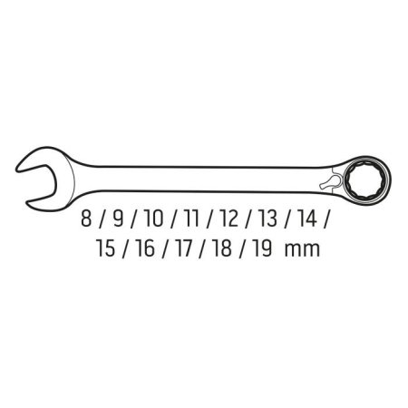 Set de chei cu clichet si comutator, 12 bucati, 8 - 19 mm [1]