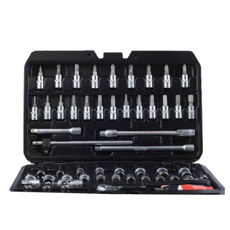 Truse scule si seturi (Scule si echipamente service) - Set de chei tubulare ½" si ¼", cu multiple functii, 73 de piese
