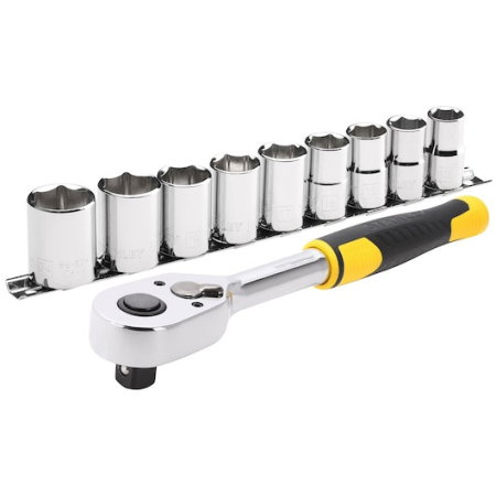 Truse scule si seturi (Scule si echipamente service) - Set de clicheti si chei tubulare STANLEYr 1/2 in., 72 de dinti, 10 buc.