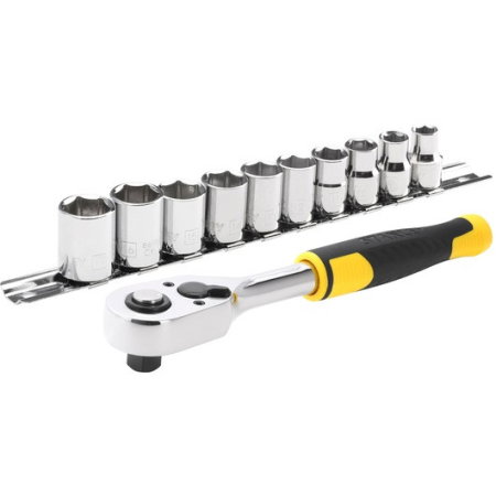 Truse scule si seturi (Scule si echipamente service) - Set de clicheti si chei tubulare STANLEYr 3/8 in., 72 de dinti, 11 buc.