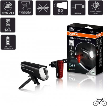Set far si stop Osram LED pentru bicicleta 50LX [2]