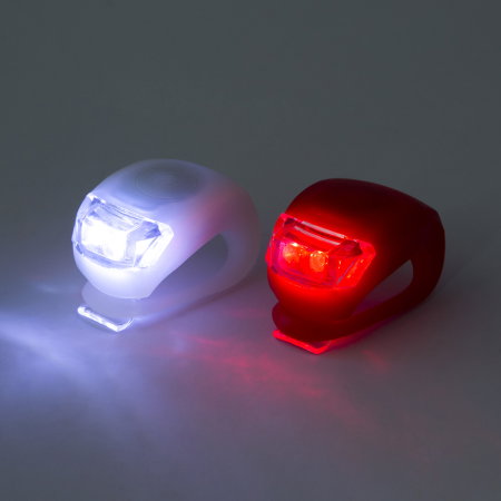 Set lumini LED bicicletă (Față Alb + Spate Roșu) - TPE rezistent la apă, 3 moduri [1]