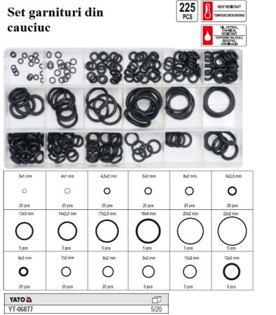 Garnituri (Consumabile service) - Set garnituri din cauciuc 225 piese