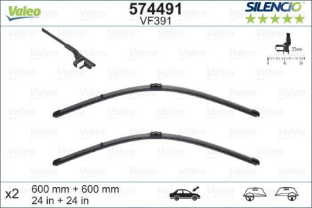 Turisme (Stergatoare) - Set lamela stergator Valeo Silencio FlatBlade OE 600/600 mm
