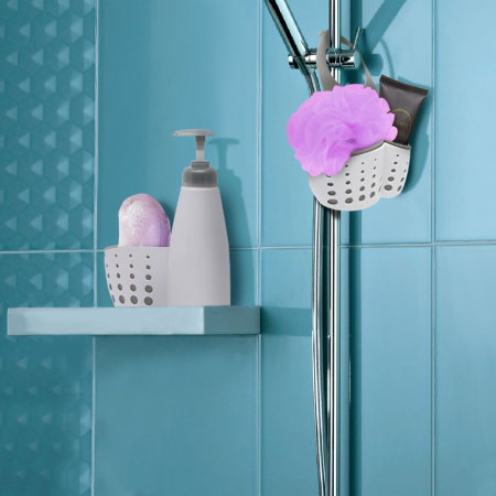 Set 3 suporturi baie/bucătărie cu dozator - cleme reglabile, material soft-touch [2]