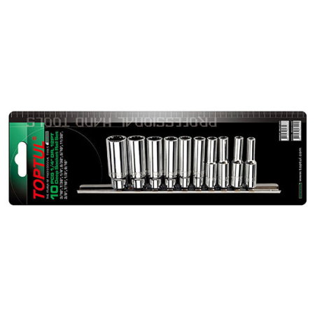 Set tubulare 12 Caneluri (Tubulare, biti si accesorii) - Set tubulare 1/4" 12PT (10 piese)