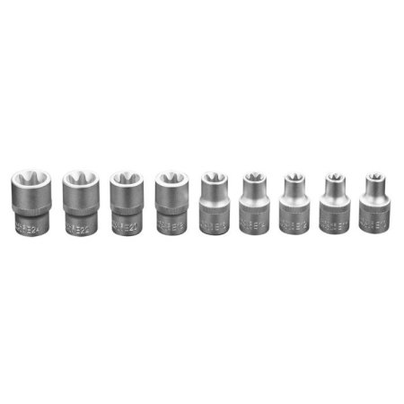 Tubulare cu torx, E-uri si hexagon (Scule si echipamente service) - Set tubulare Torx1.2'' CrV 9 bucati