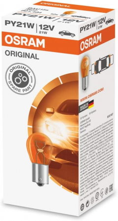 Electrica si Electronice Auto - Set 10 Becuri 12V PY21W, Original, Osram