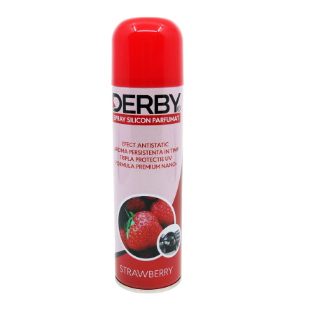 intretinere bord (Cosmetice si intretinere auto) - Spray cu silicon parfumat pentru bord Capsuni 220 ml DERBY