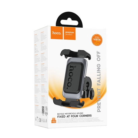 Suporturi Auto - Suport Telefon Moto / Bicicletă Hoco H82, Prindere Ghidon (Fixed Corners), Metalic, Gri