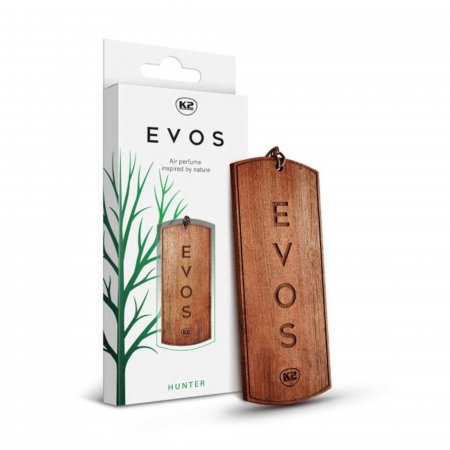 Parfum Auto - Odorizant Auto din Lemn Masiv K2 EVOS HUNTER, Parfum Fougère (Bergamotă, Geranium, Mușchi), Design Dog Tag