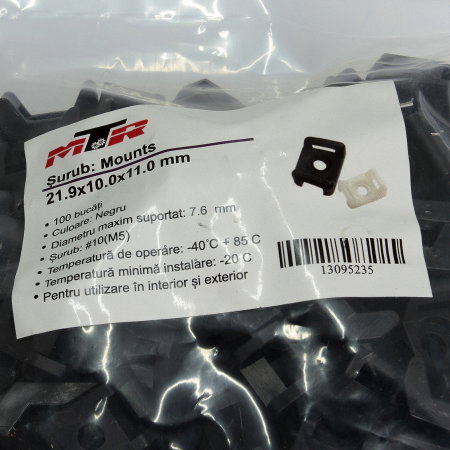 Suport montare surub (Accesorii electrice) - Suport montare surub negru 21.9x10.0x11.0mm 100 buc
