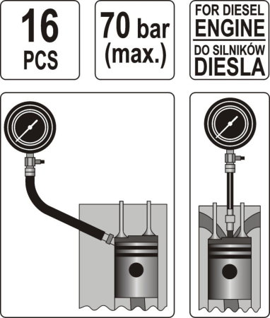 Tester de compresie pentru motor Diesel 16 piese [1]