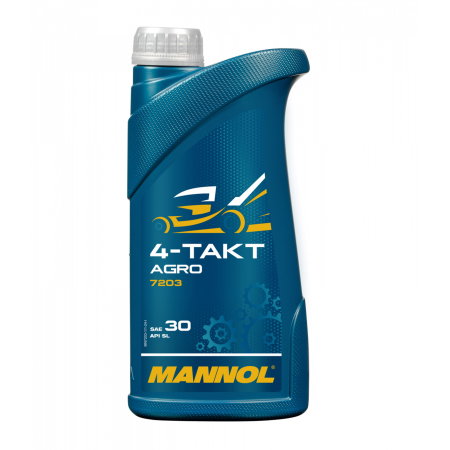 Consumabile Moto - Ulei Motor drujba MANNOL 4-Takt Agro SAE 30 - 1 Litru, Mineral (Utilaje Grădină, Anti-depuneri)