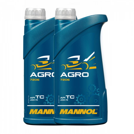 Consumabile Moto - Pachet 2 litri Ulei Motor MANNOL Agro 2-Takt Mineral (Utilaje Grădină, Husqvarna, Culoare Verde)
