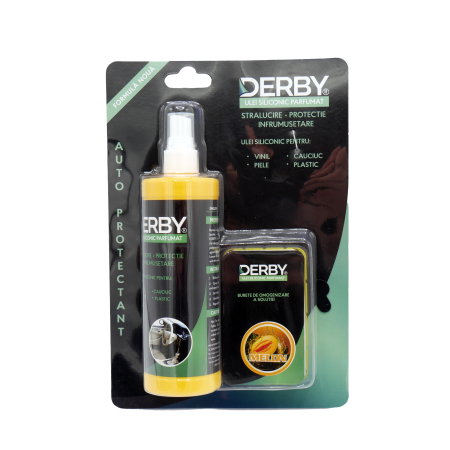 intretinere bord (Cosmetice si intretinere auto) - Ulei siliconic parfumat pepene galben 300ml + burete DERBY