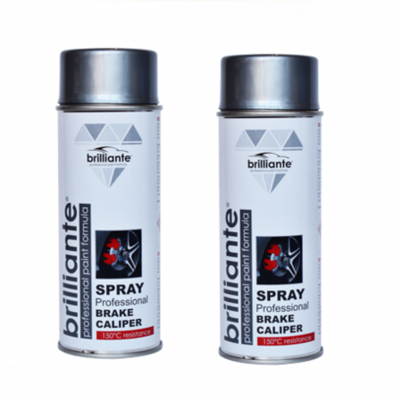 Branduri - Pachet 2 x Vopsea Spray Brilliante Argintiu pentru Etriere Frâne RAL 9006 400 ml