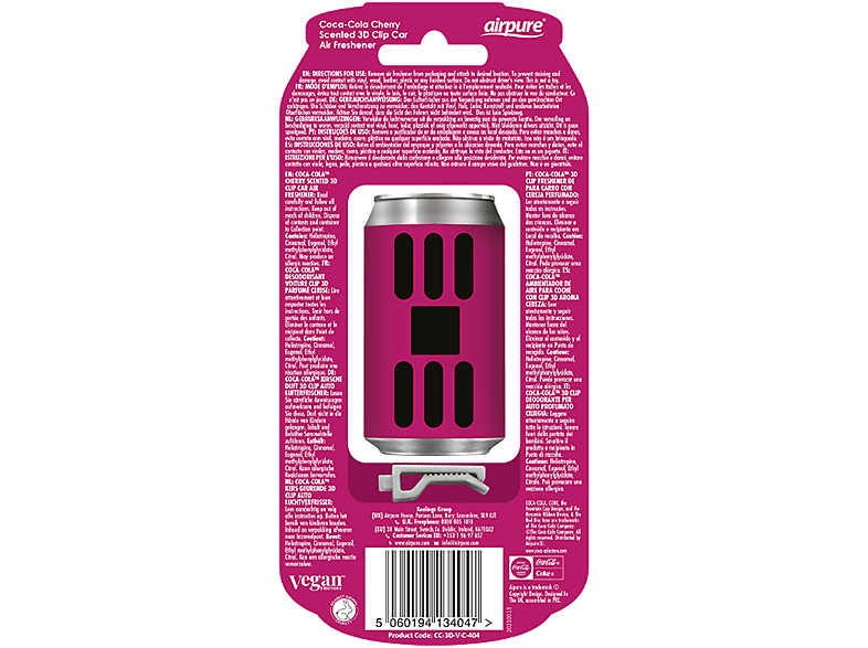 AIRPURE Odorizant auto, cutie de sifon 3D, cirese Coca Cola