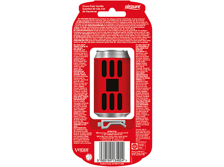 AIRPURE Odorizant auto, cutie de sifon 3D, vanilie Coca-Cola