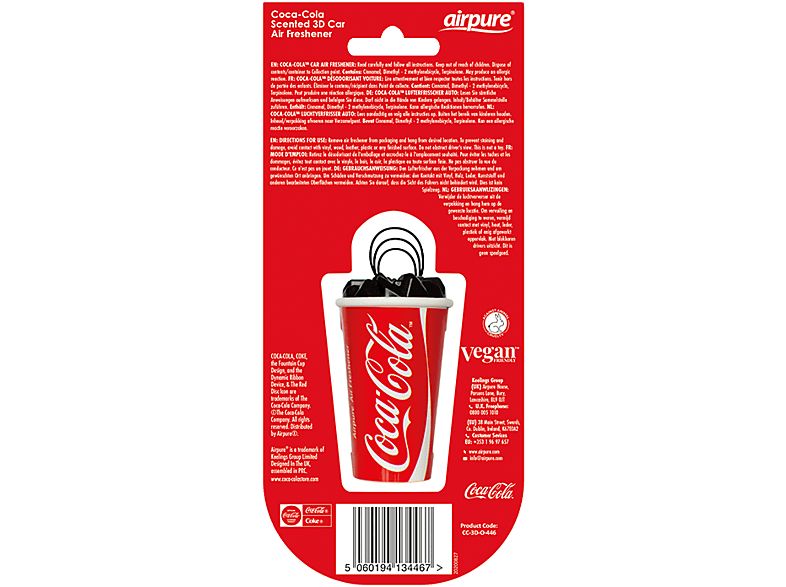 AIRPURE Odorizant auto, sticla 3D, Coca-Cola original