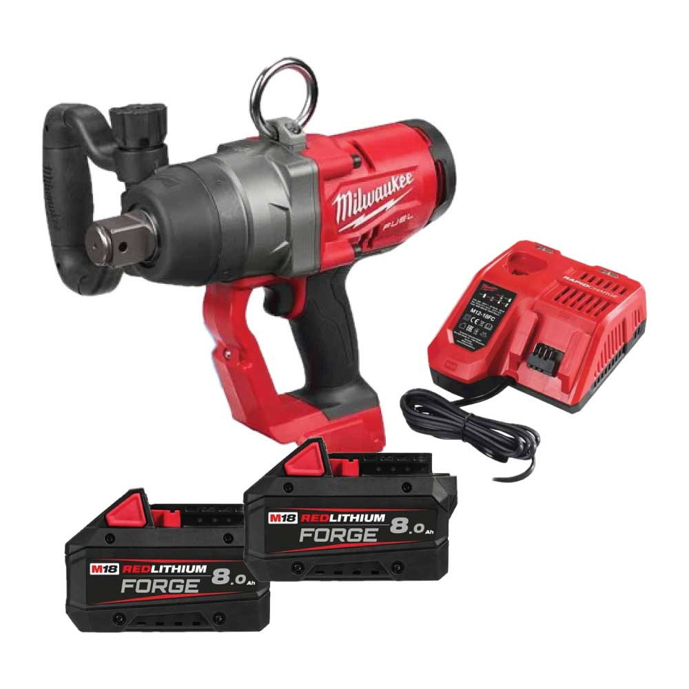 Cheie de impact Milwaukee M18 ONEFHIWF1-802X, 1 2400Nm, ONE-KEYtm FUELtm, 2 x acumulator FORGEtm M18 FB8, 1 x incarcator M12-18 FC, cod 4933499254
