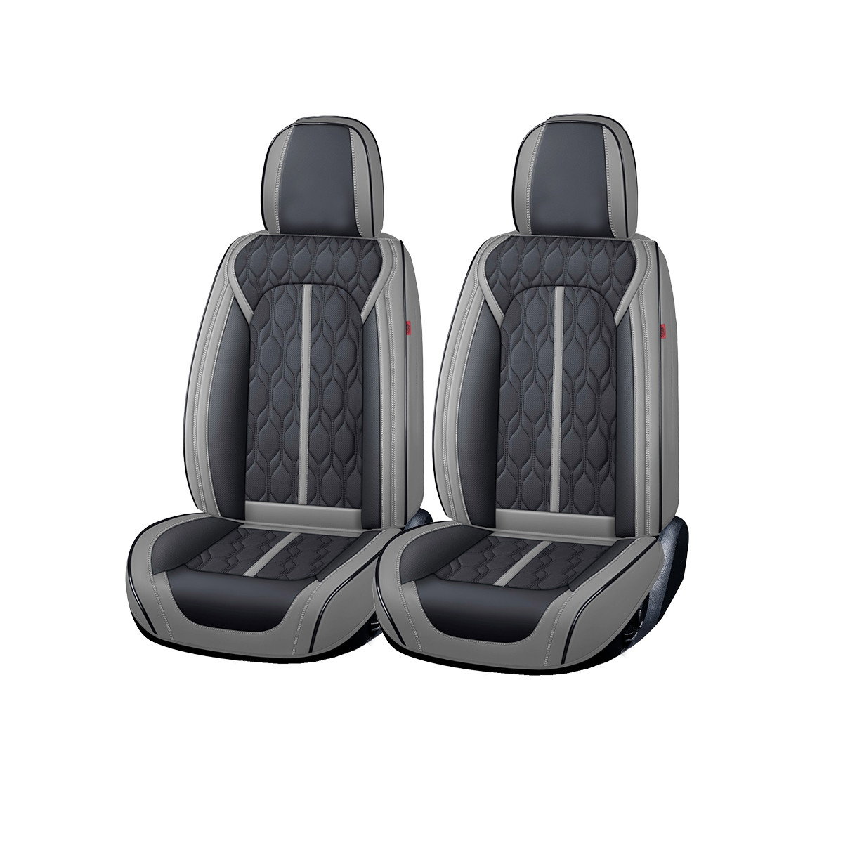 Huse auto premium 5 locuri Carguard Deluxe piele ecologica perforata - gri - negru