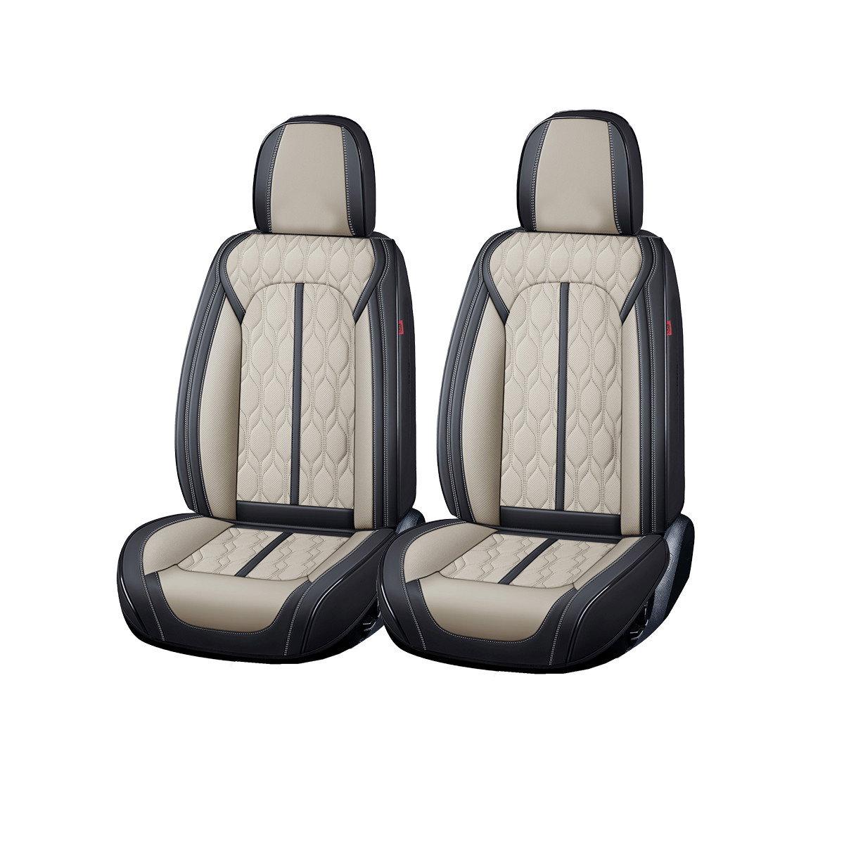 Huse auto premium 5 locuri Carguard Deluxe piele ecologica perforata - negru - crem