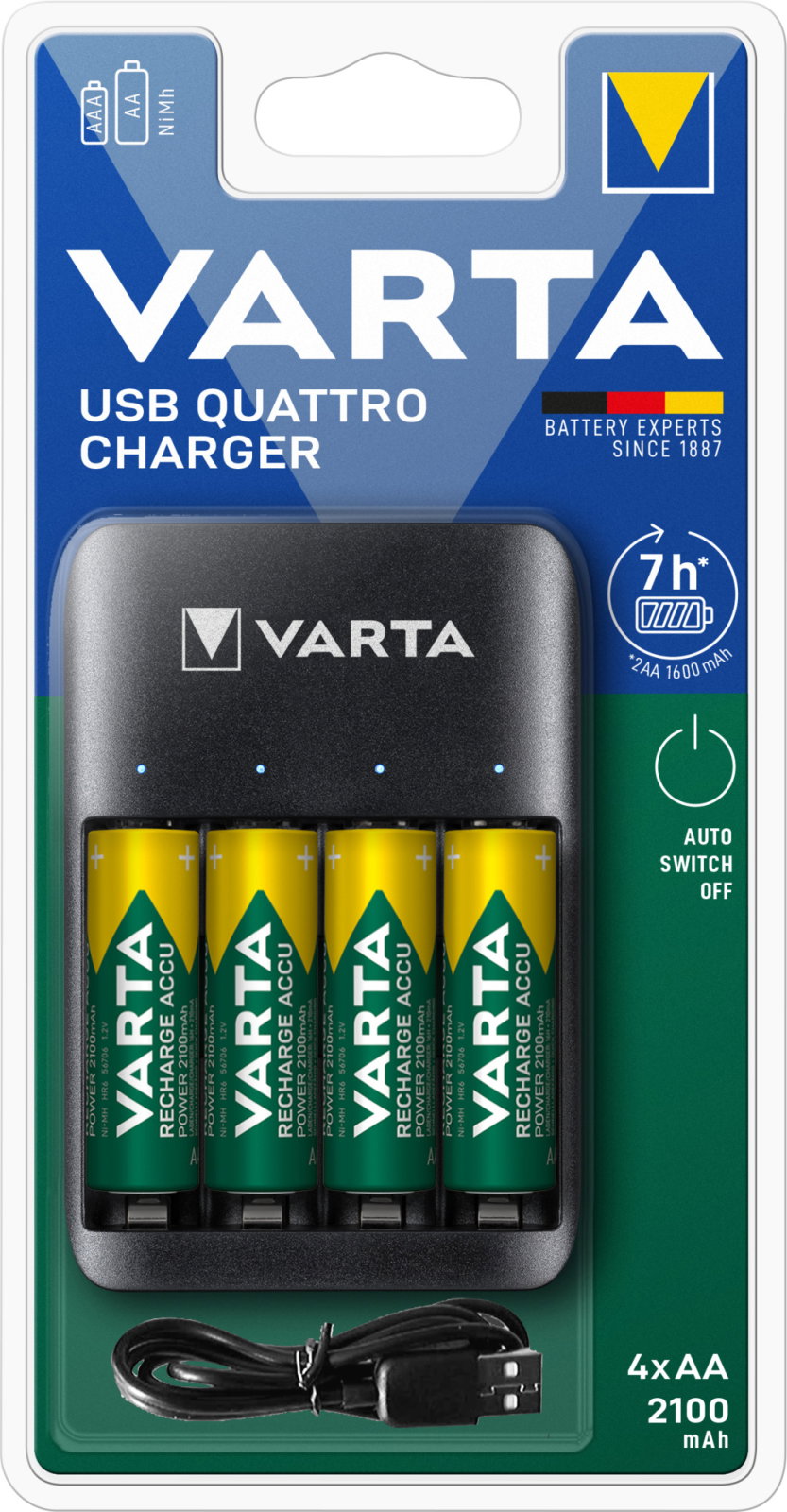 Incarcator baterie Varta USB Quattro Charger + 4X AA 2100 mAh