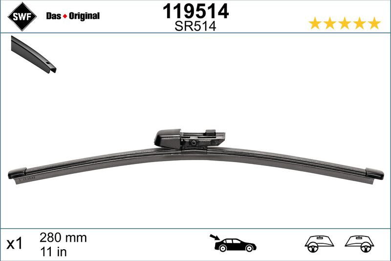 Lamela stergator spate SWF Wiper FB REAR LHD RHD 280 mm
